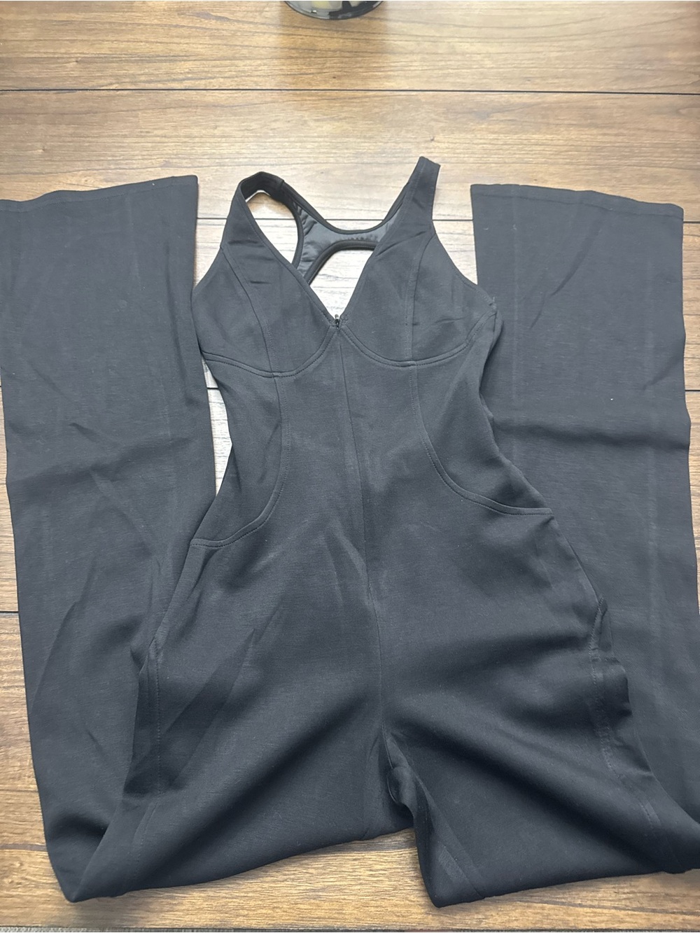 Black Women's flare leg Jumpsuit with Supportive Bodice